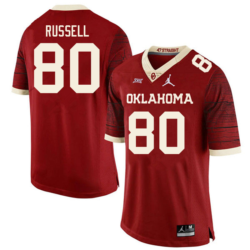 Men #80 Kayhon Russell Oklahoma Sooners College Football Jerseys Sale-Retro